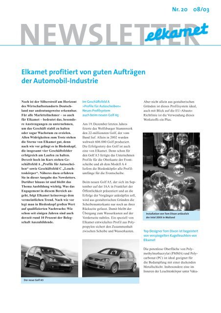 Elkamet profitiert von guten Aufträgen der Automobil-Industrie