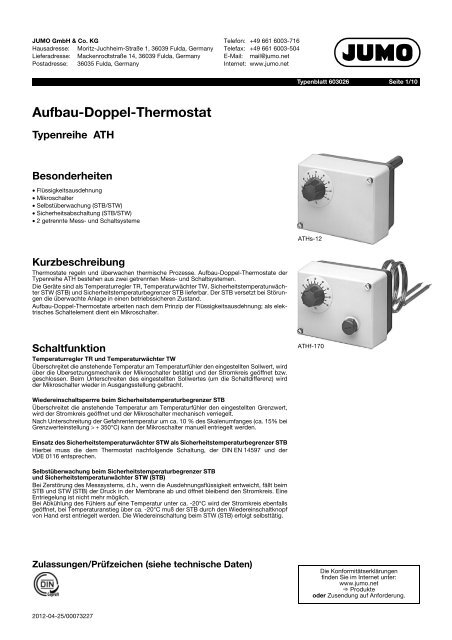 ATH... - Doppel-Thermostat - FKR Regeltechnik KG