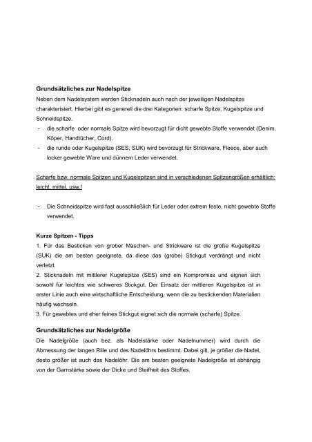 Sticknadel - Gunold GmbH