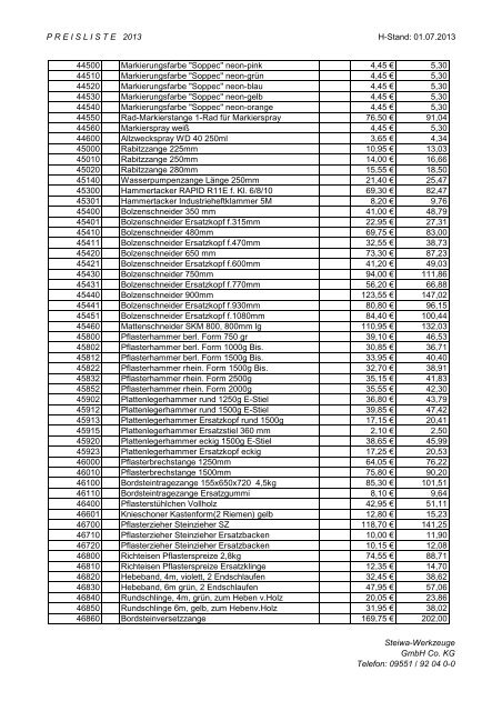 Text-PLs 2013 alle - Steiwa-Werkzeuge