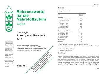 Referenzwerte für die Nährstoffzufuhr: Calcium - Deutsche ...