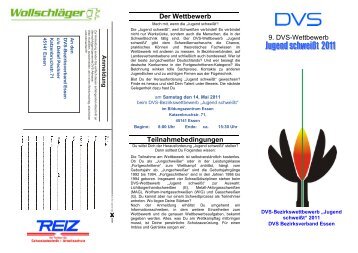 Der Wettbewerb Teilnahmebedingungen 9. Dvs-Wettbewerb