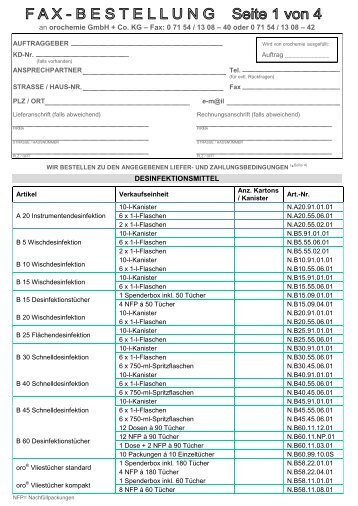 orochemie Fax-Bestellformular