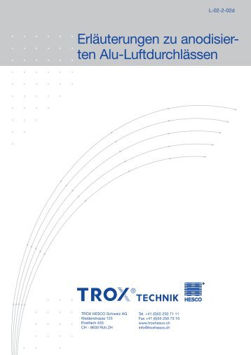 Erläuterungen zu anodisierten Alu-Luftdurchlässen - Trox