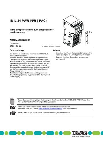 Datenblatt DB D IB IL 24 PWR IN/R(-PAC) - SysMik