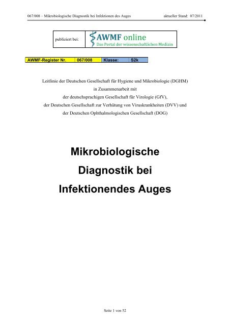 Mikrobiologische Diagnostik bei Infektionendes Auges - AWMF