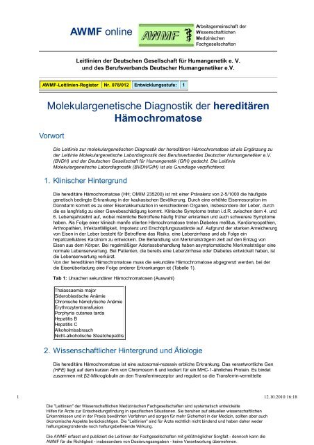 078-012 S1 Molekulargenetische Diagnostik der hereditären - AWMF