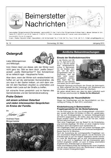 Mitteilungsblatt 13/2013 - Gemeinde Beimerstetten