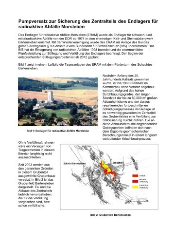 Pumpversatz zur Sicherung des Zentralteils des Endlagers für ...