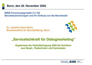 „Servicefachkraft für Dialogmarketing“ - BiBB