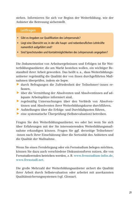 Checkliste Qualität beruflicher Weiterbildung - BiBB