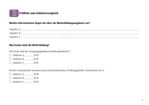Checkliste Qualität beruflicher Weiterbildung - BiBB