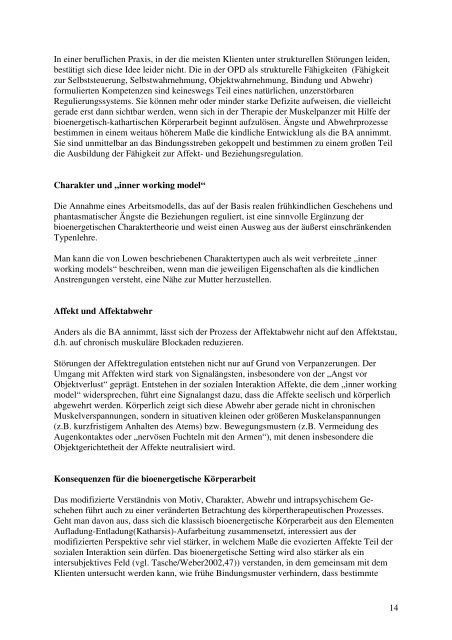 Jens Tasche Körper, Bindung und Abwehr - Bioenergetik Berlin