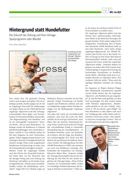 BJV Report 4 / 2013 - Bayerischer Journalisten Verband