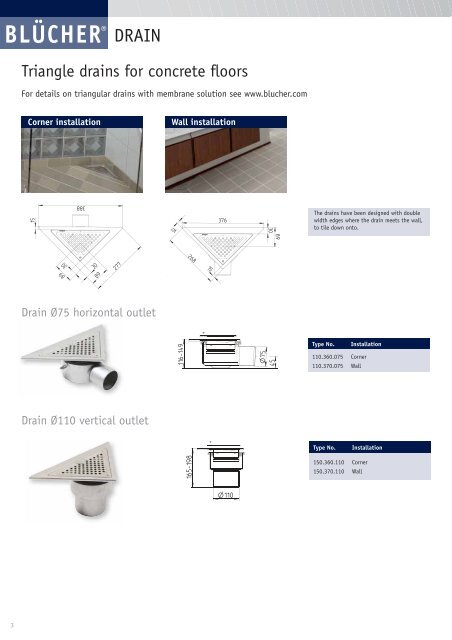 Product catalogue for design drains