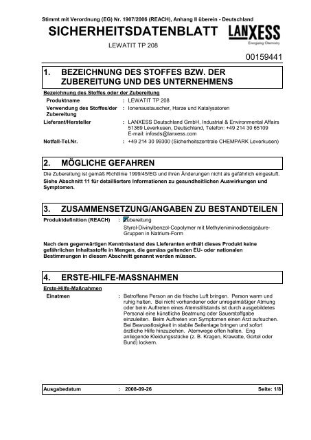 SICHERHEITSDATENBLATT