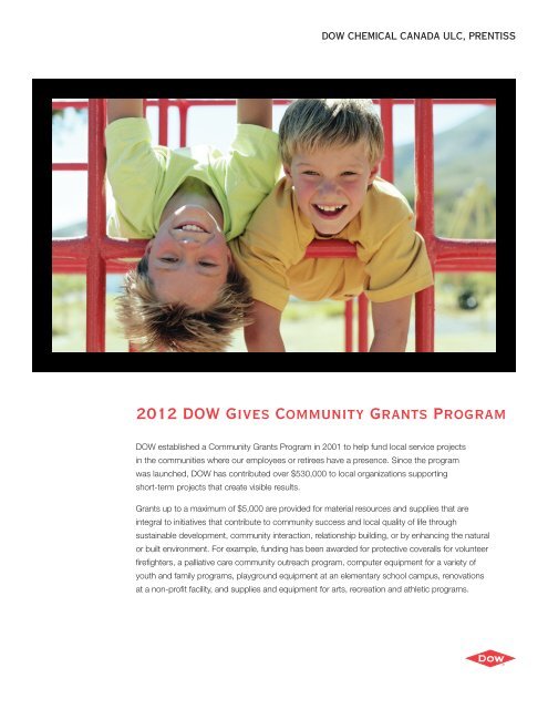 2012 DOW Gives Community Grants Program - The Dow Chemical ...