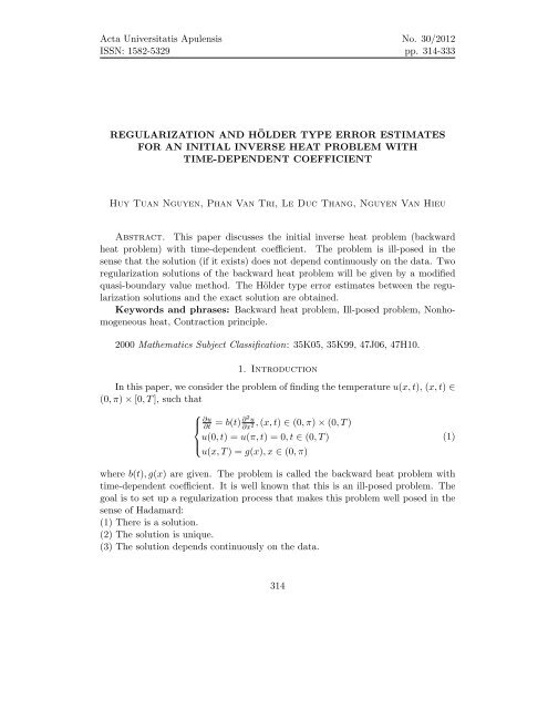 REGULARIZATION AND HOLDER TYPE ERROR ESTIMATES FOR ...