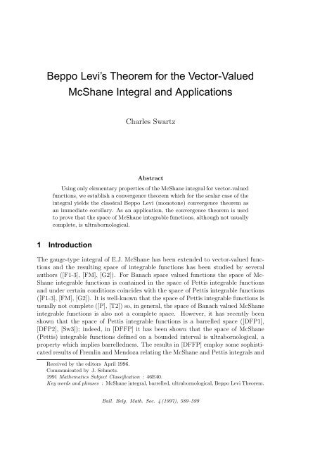 Beppo Levi's Theorem for the Vector-Valued McShane Integral and ...