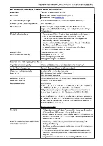 Maßnahmensteckbrief V1, FGSV-Straßen- und Verkehrskongress ...