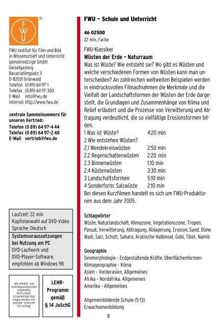 Wüsten der Erde – Naturraum - FWU