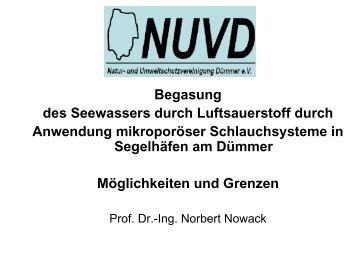 Begasung des Seewassers durch Luftsauerstoff durch Anwendung ...