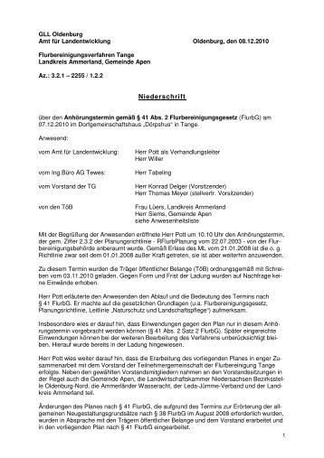 gll-ol-afl-tange-niederschrift - Behörden für Geoinformation ...