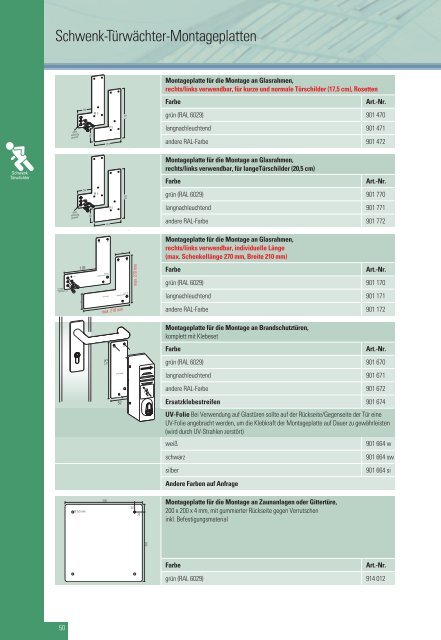 Schwenk-Türwächter Montageplatten - GfS