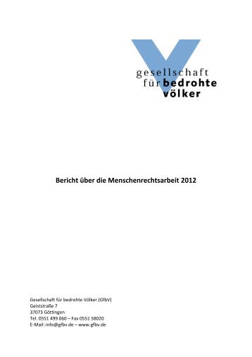 Arbeitsbericht 2012 im pdf Format - Gesellschaft für bedrohte Völker