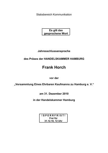 Frank Horch - Handelskammer Hamburg