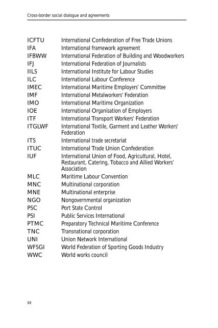 CROSS-BORDER SOCIAL DIALOGUE AND AGREEMENTS: An ...