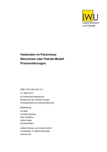 Heizkosten im Passivhaus - Institut Wohnen und Umwelt GmbH