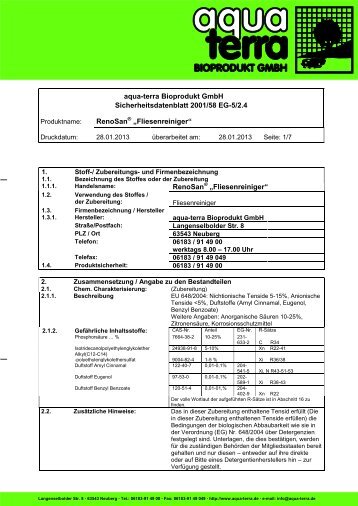 Sicherheitsdatenblatt (242KB) - aqua-terra Bioprodukt GmbH