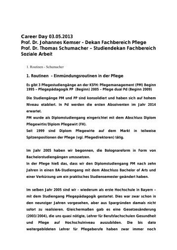 Dekan Fachbereich Pflege Prof. Dr. Thomas Schumacher