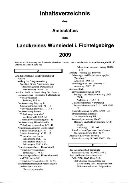 Amtsblattes - Landkreis Wunsiedel im Fichtelgebirge