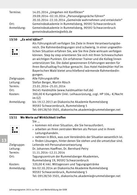 Fortbildungsprogramm 2014 - Evangelische Kirche in ...