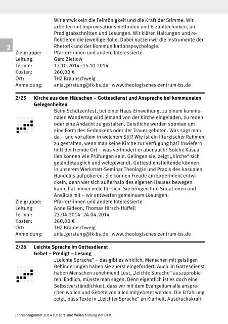 Fortbildungsprogramm 2014 - Evangelische Kirche in ...