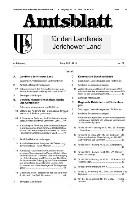 Amtsblatt Nr. 02-04-10 vom 29.01.2010 - Landkreis Jerichower Land