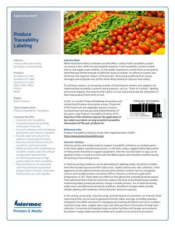 Produce Traceability Labeling (PDF) - Intermec