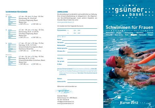 Kurse 2012 Schwimmen fÃ¼r Frauen - Integration BS/BL
