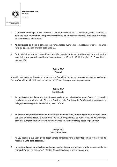 Regulamento Financeiro do Partido Socialista