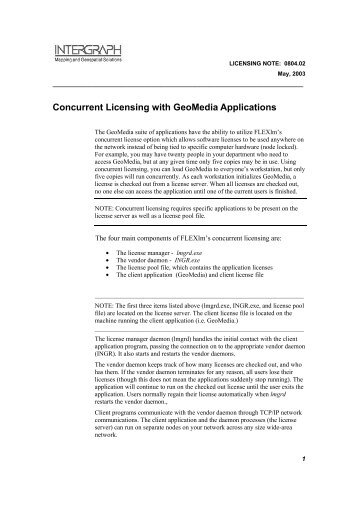 Concurrent Licensing with GeoMedia Applications - Intergraph