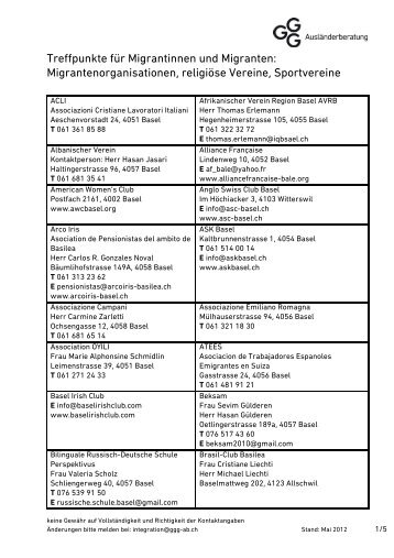 Treffpunkte fÃ¼r Migrantinnen und Migranten ... - Integration BS/BL