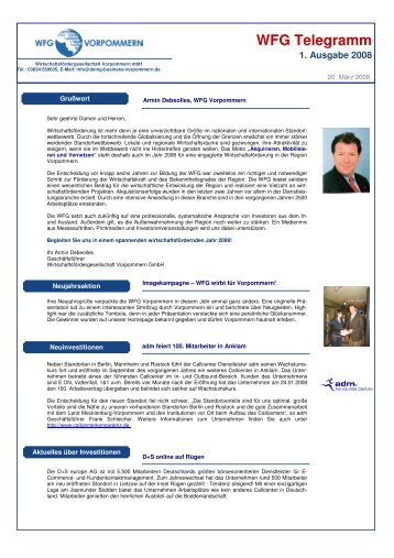 Newsletter I 2008 - WirtschaftsfÃ¶rdergesellschaft Vorpommern mbH