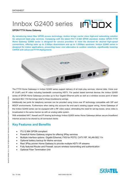 Innbox G2400 Innbox World In A Box Innbox G2400 Innbox World In A Box
