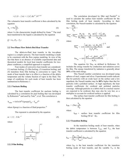 SCDAP/RELAP5 Modeling of Fluid Heat Transfer and Flow Losses ...