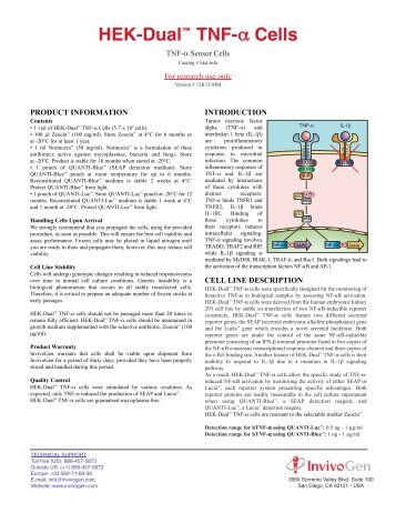 TDS HEK-Dual TNF : 3-7 x 10e6 (hkd-tnfa) - InvivoGen