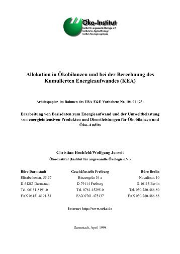 KEA-Papier Allokation - Öko-Institut eV