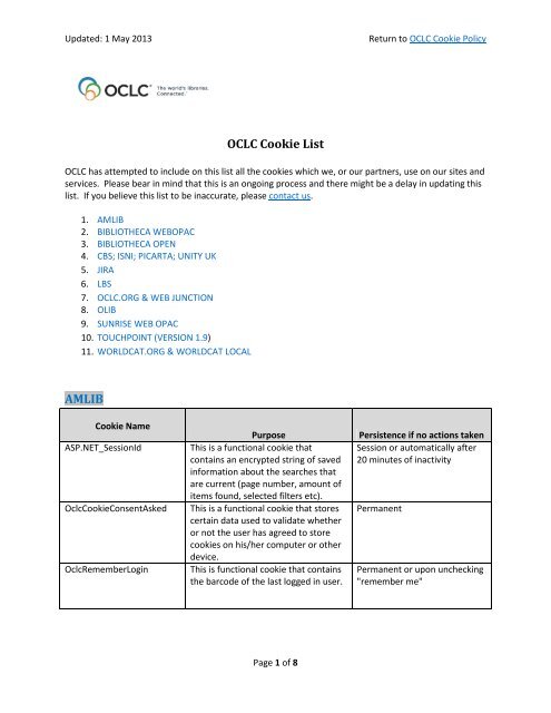 Download the OCLC Cookie List