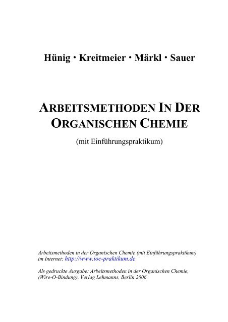 Arbeitsmethoden in der Organischen Chemie - Integriertes ...